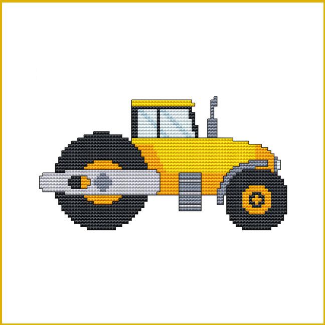 Construction Truck: Asphalt Roller - Cross Stitch Wonders