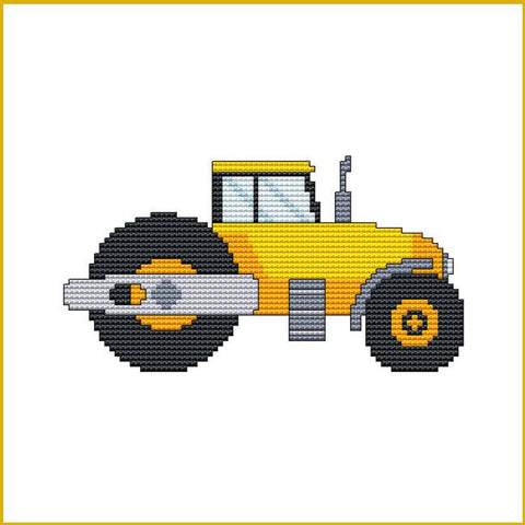 Construction Truck: Asphalt Roller - Cross Stitch Wonders