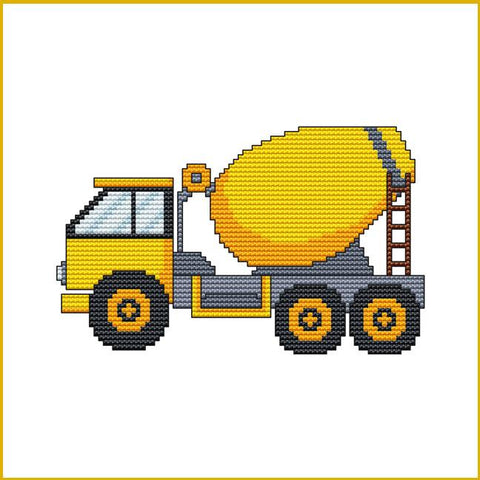 Construction Truck: Cement Truck - Cross Stitch Wonders