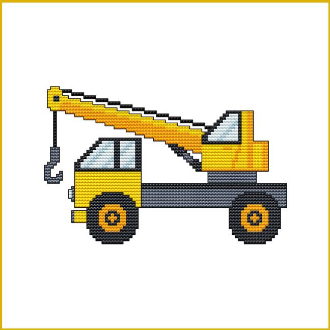 Construction Truck: Hook Crane - Cross Stitch Wonders