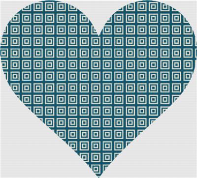 Square Azulejo Tile Heart - X Squared Cross Stitch
