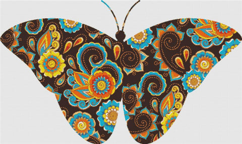 Brown Paisley Butterfly IV - X Squared Cross Stitch