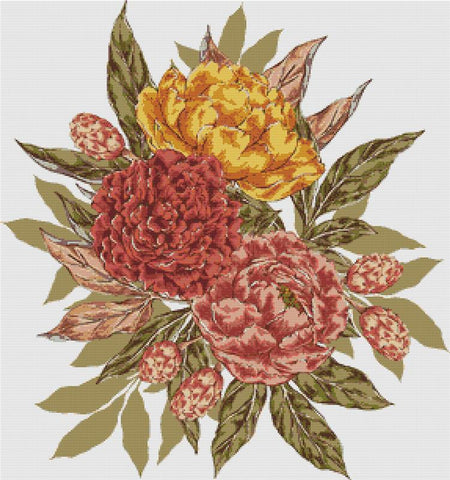 Vintage Peonies - X Squared Cross Stitch