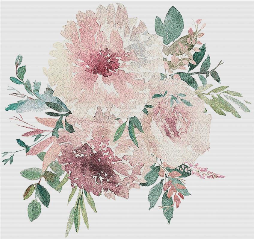 Pink Floral Arrangement - X Squared Cross Stitch