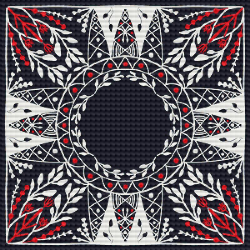 Black And White Scandinavian Folk Art - X Squared Cross Stitch