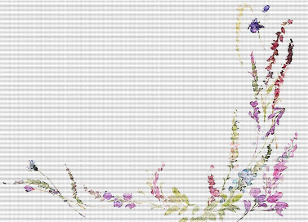 Rainbow Floral Corner - X Squared Cross Stitch