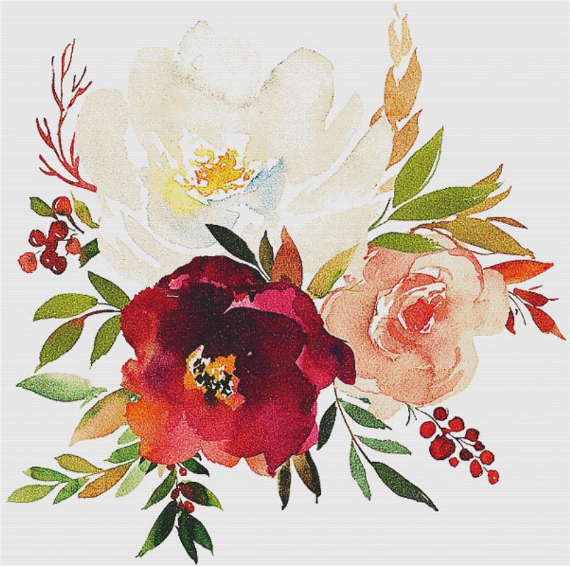 Floral Holly Arrangement - X Squared Cross Stitch