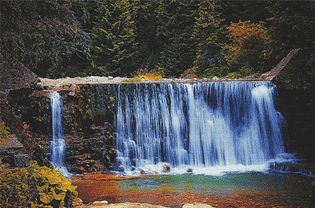 Waterfall In The Woods - X Squared Cross Stitch