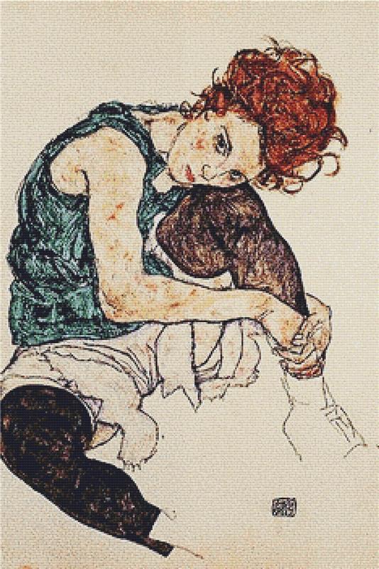 Seated Woman With Bent Knee - X Squared Cross Stitch