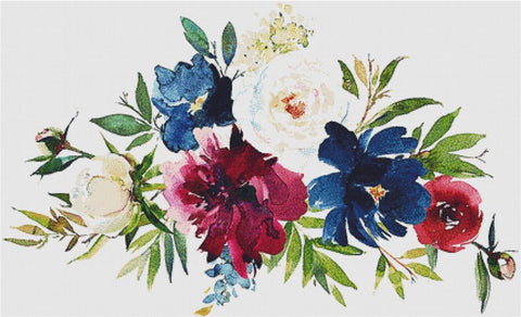 Bordeaux And Navy Arrangement II - X Squared Cross Stitch