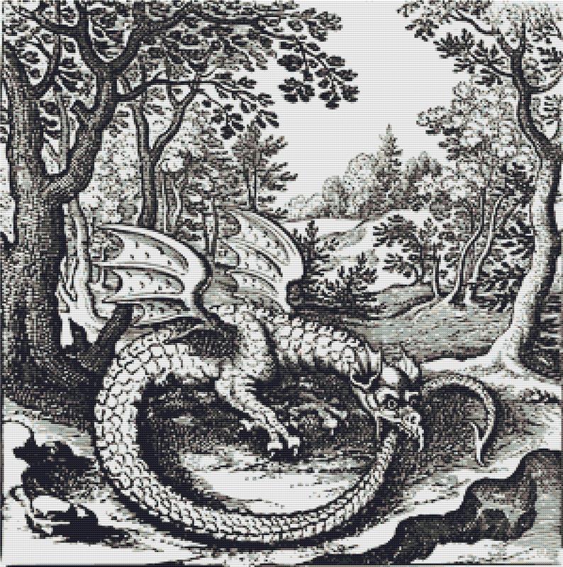 Vintage Dragon - X Squared Cross Stitch