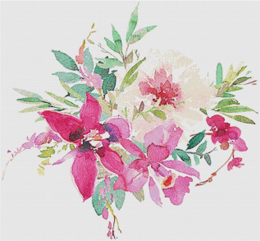 Elegant Orchid Arrangement I - X Squared Cross Stitch