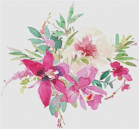 Elegant Orchid Arrangement I - X Squared Cross Stitch