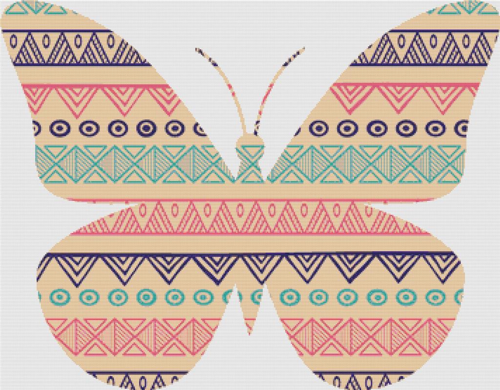 Ornamental Tribal Butterfly II - X Squared Cross Stitch