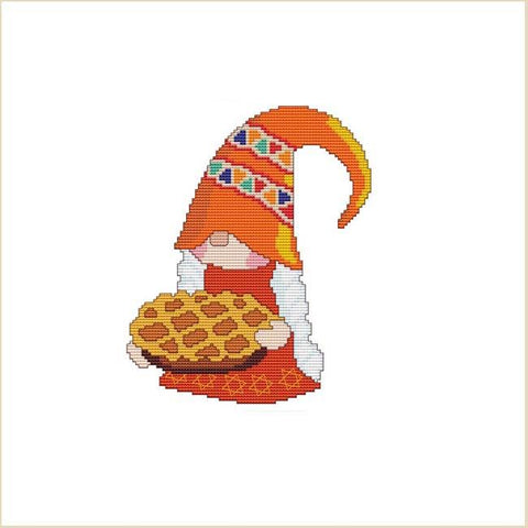 Thanksgiving Pie Gnome - Cross Stitch Wonders