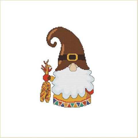 Thanksgiving Pilgrim Gnome - Cross Stitch Wonders