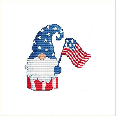 Patriotic Flag Gnome - Cross Stitch Wonders