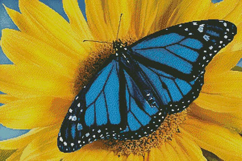 Blue Monarch Sunflower - Artecy Cross Stitch