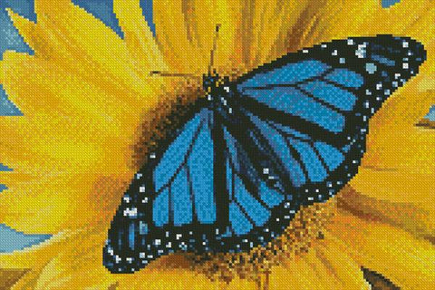 Mini Blue Monarch Sunflower - Artecy Cross Stitch