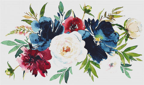 Bordeaux And Navy Arrangement III - X Squared Cross Stitch