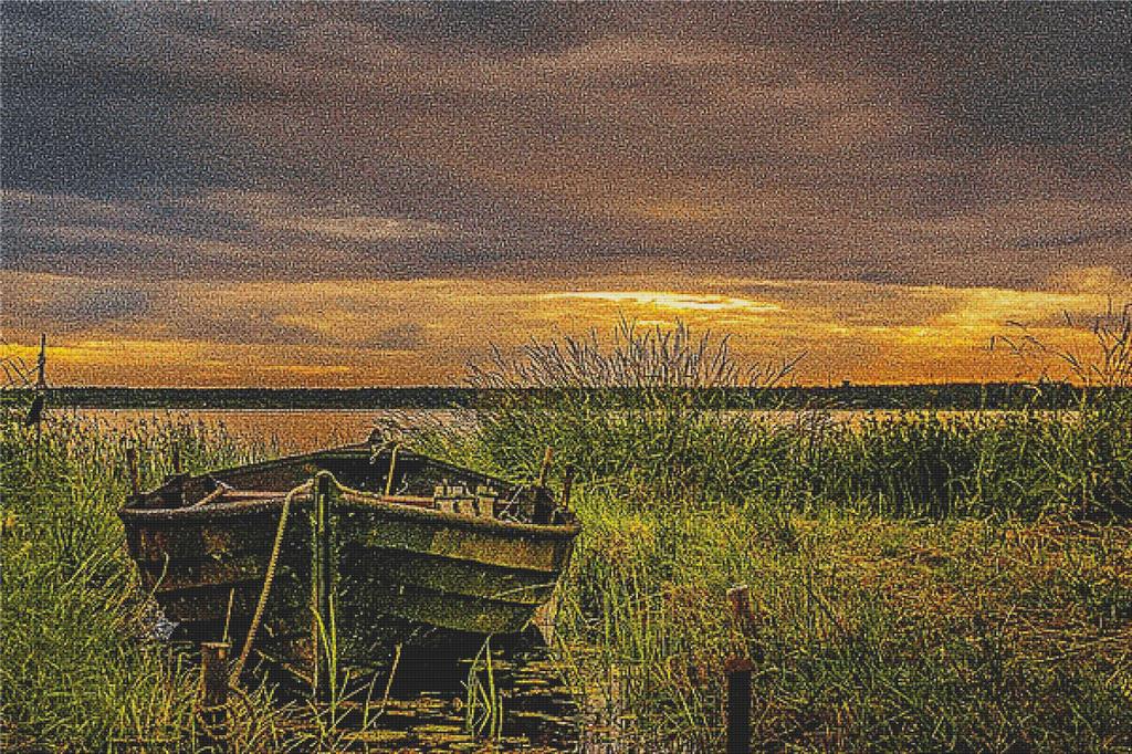 Boat At Twilight - X Squared Cross Stitch