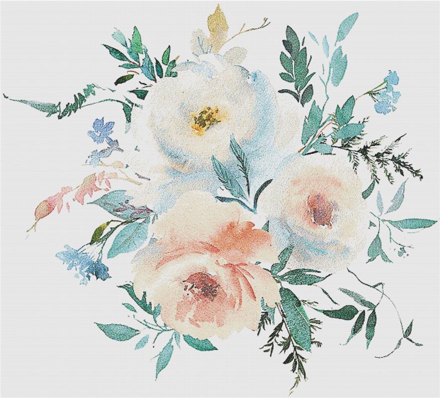 Pastelle Floral Arrangement - X Squared Cross Stitch