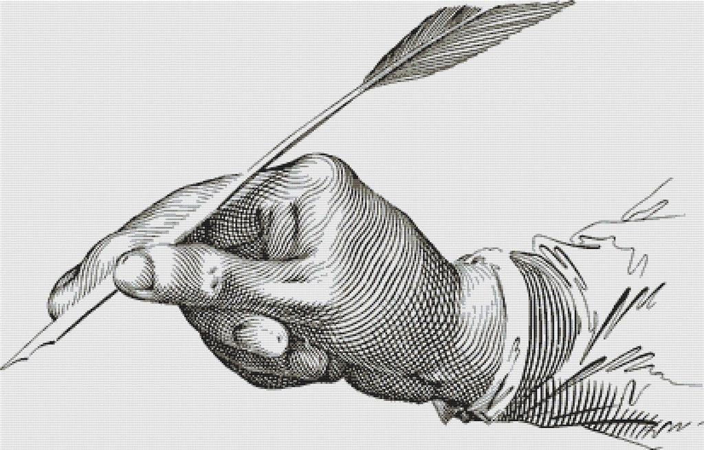 Hand With A Quill - X Squared Cross Stitch