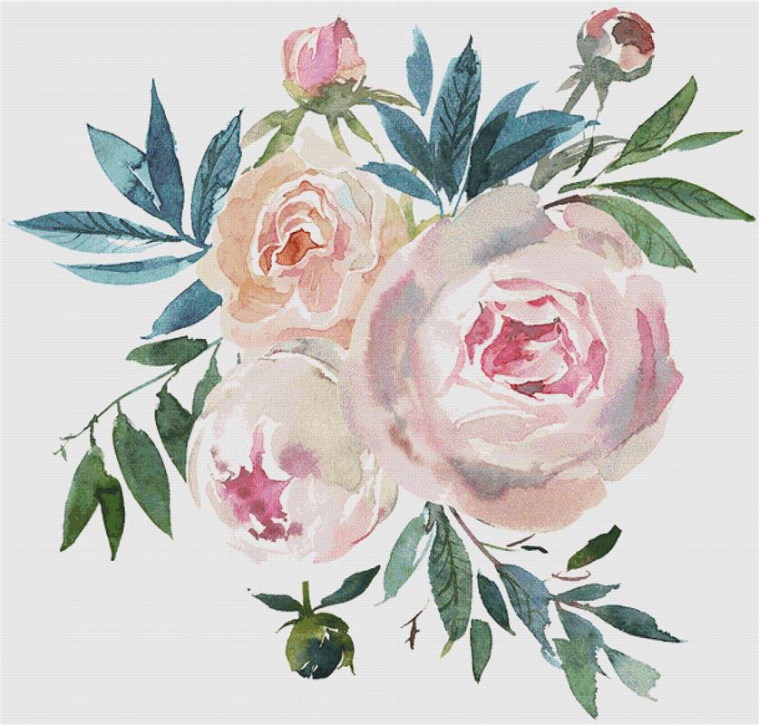 Peony Floral Arrangement - X Squared Cross Stitch