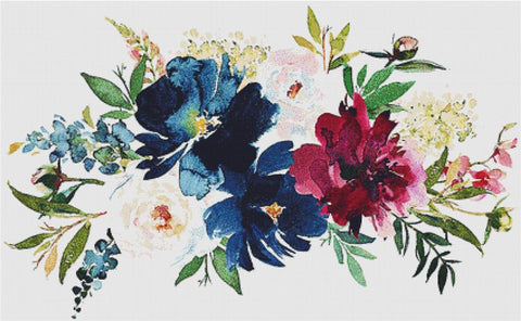 Bordeaux And Navy Arrangement IV - X Squared Cross Stitch