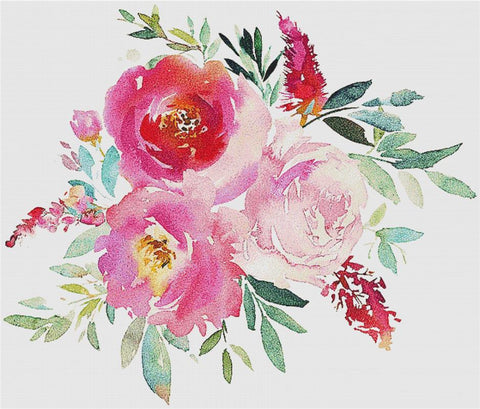 Pink And Blush Floral Arrangement - X Squared Cross Stitch
