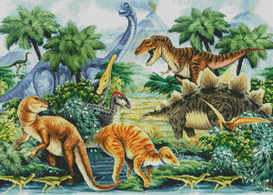 Dino Valley Landscape - Artecy Cross Stitch