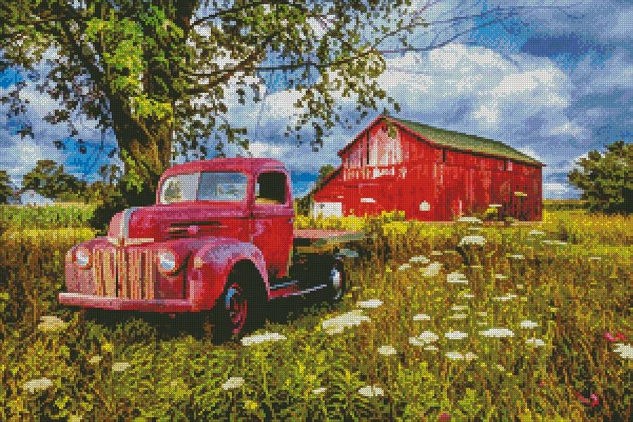 Old Red In The Wild Flowers - Artecy Cross Stitch