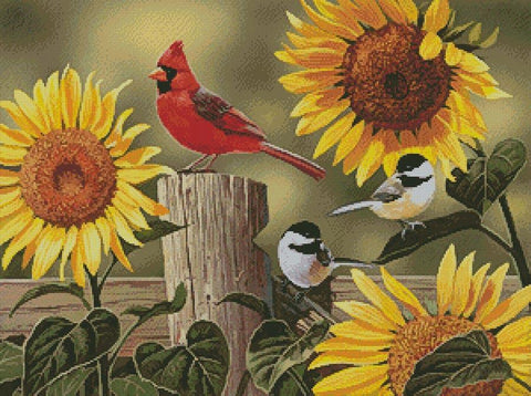 Sunflowers And Songbirds - Artecy Cross Stitch