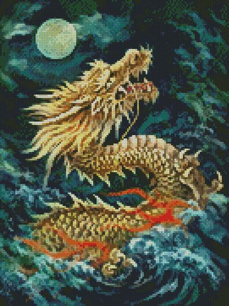 Mini Dragon In The Moonlight - Artecy Cross Stitch