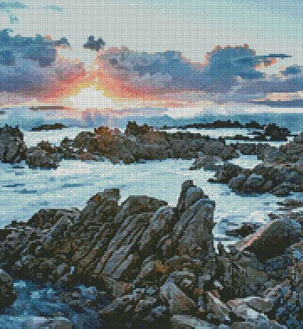 Sunset Over Rocks At Gansbaai (Crop) - Artecy Cross Stitch