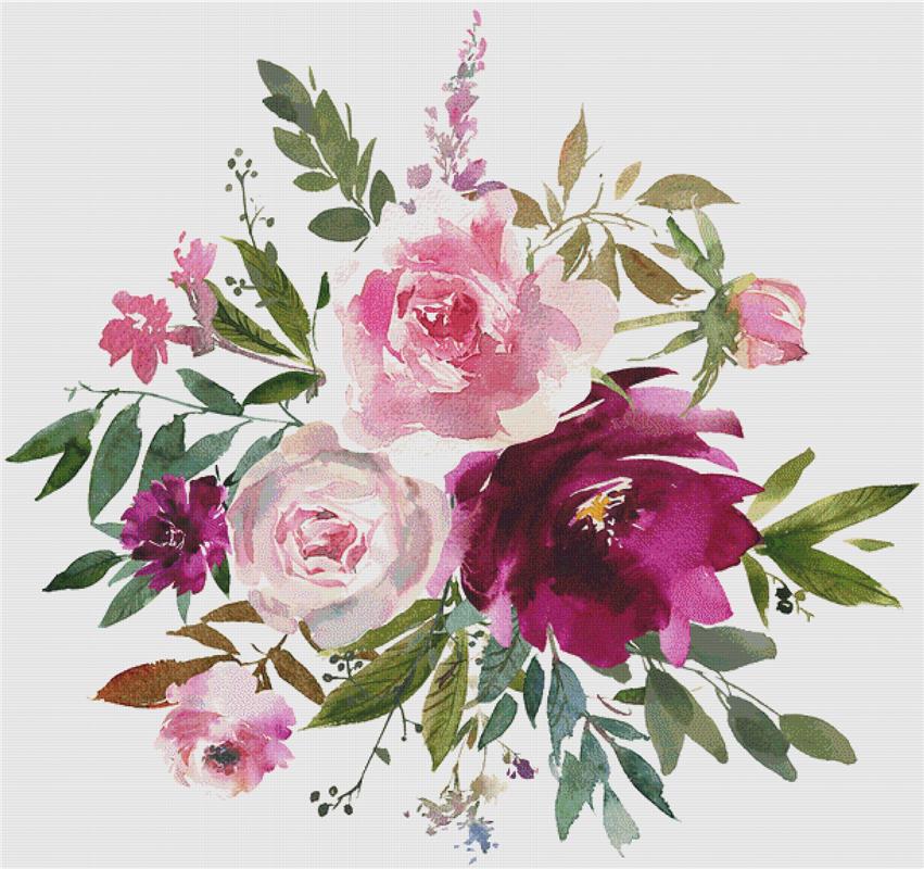 Pink Floral Bouquet - X Squared Cross Stitch