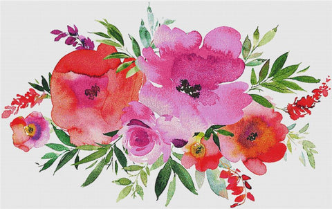 Fuchsia Floral Arrangement II - X Squared Cross Stitch