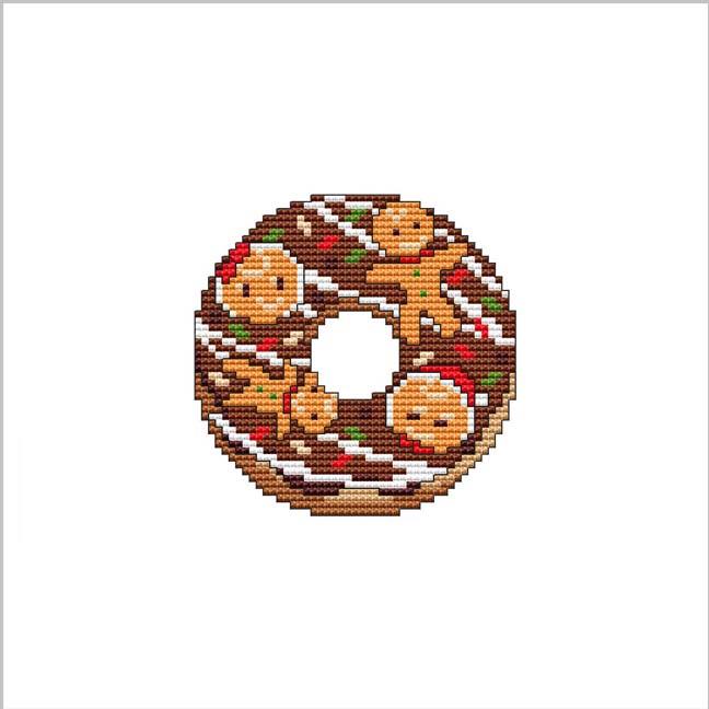 Christmas Gingerbread Man: Small Donuts Shape - Cross Stitch Wonders