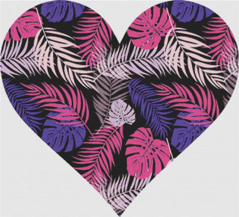 Purple And Pink Palm Heart - X Squared Cross Stitch