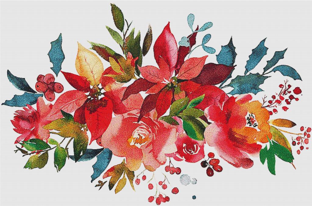 Bright Christmas Arrangement I - X Squared Cross Stitch