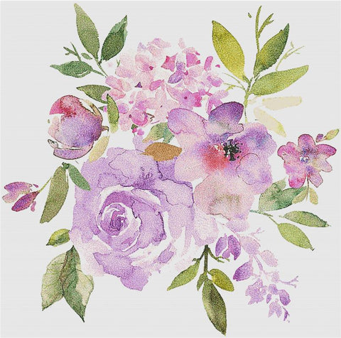 Purple And Rose Bouquet - X Squared Cross Stitch