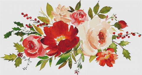 Red And Beige Christmas Arrangement - X Squared Cross Stitch