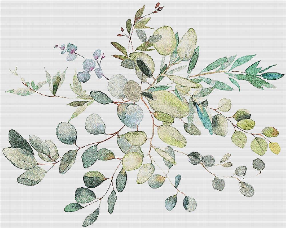 Watercolour Eucalyptus Arrangement - X Squared Cross Stitch