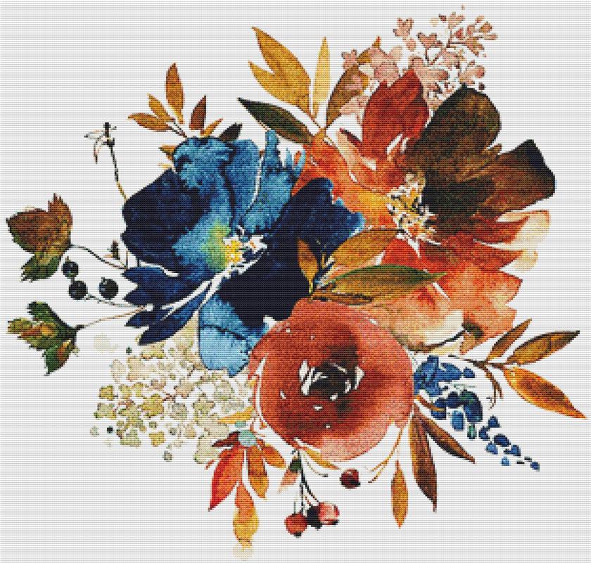 Ginger Ale Floral Bouquet - X Squared Cross Stitch