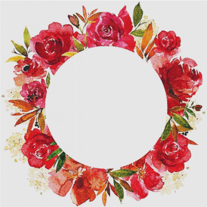 Rose And Berry Wreath - X Squared Cross Stitch