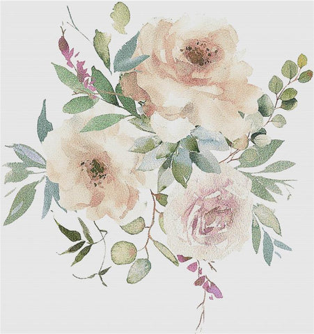 Rose And Succulent Arrangement - X Squared Cross Stitch