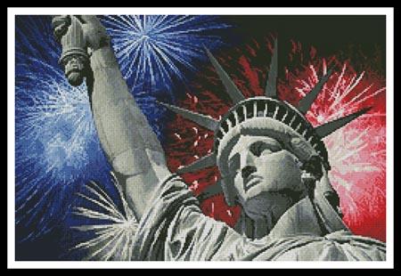 Statue Of Liberty With Fireworks - Artecy Cross Stitch