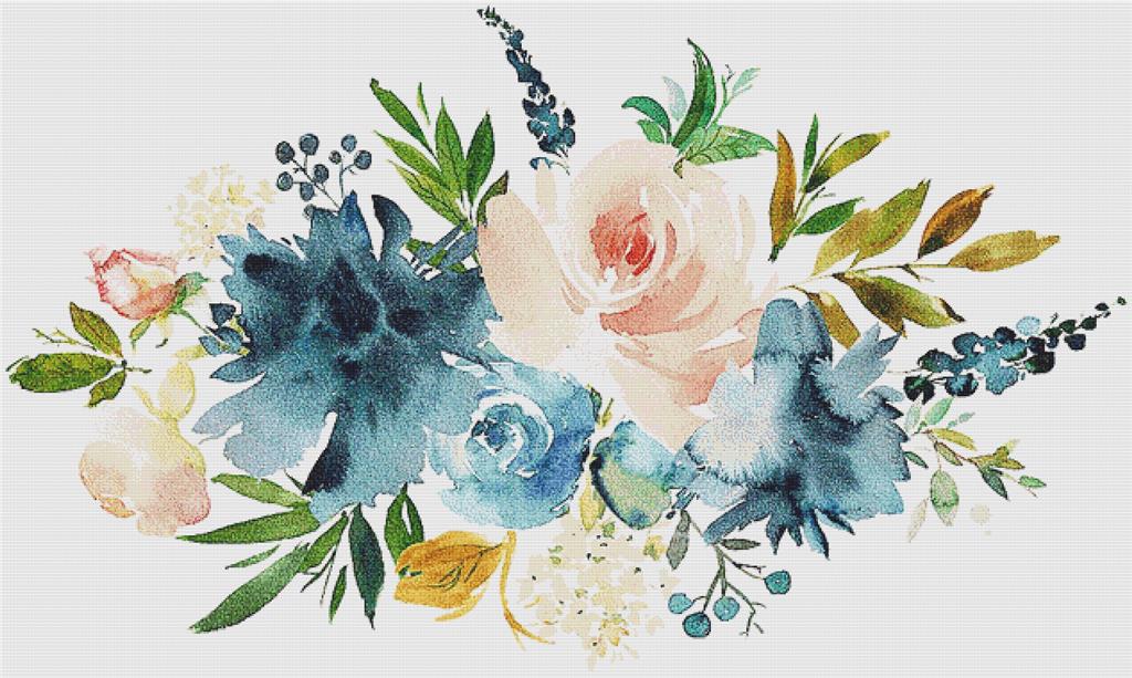 Santorini Rose Floral Arrangement - X Squared Cross Stitch