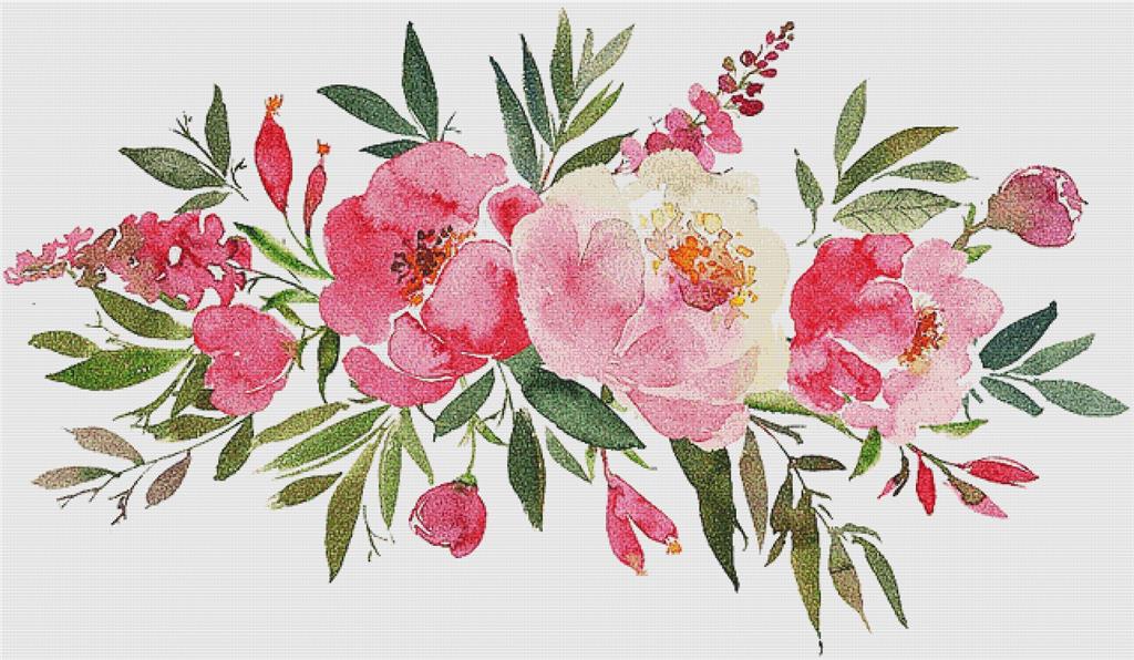 Scarlet Peony Arrangement - X Squared Cross Stitch