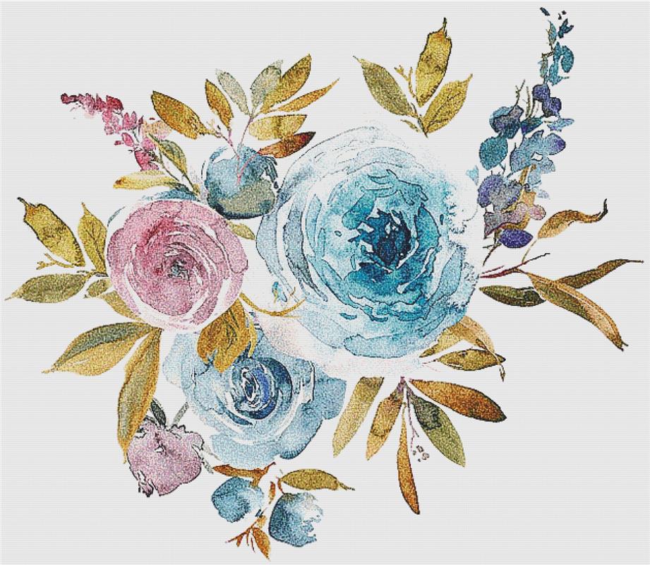 Sienna And Silver Floral Arrangement - X Squared Cross Stitch